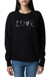 Zadig & Voltaire Love Embellished Cotton Sweatshirt In Noir