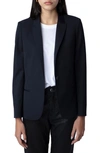 Zadig & Voltaire Viva Crystal Arrow Jacket In Navy