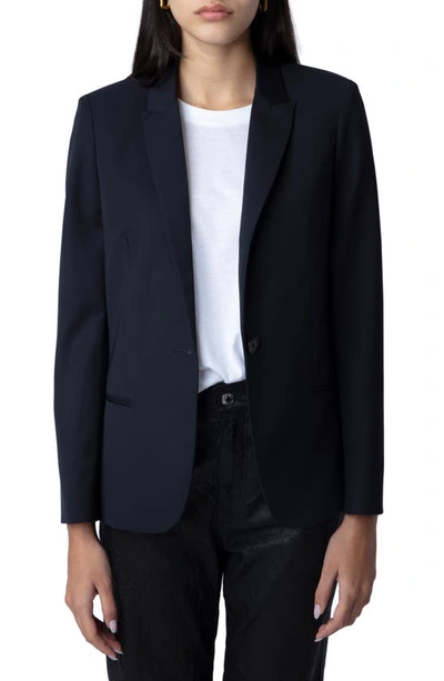 ZADIG & VOLTAIRE ZADIG & VOLTAIRE VEDY LOVE STRASS VIRGIN WOOL BLAZER