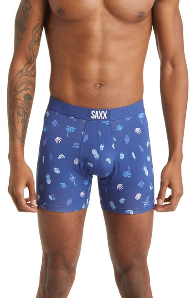 Saxx Vibe Boxer Briefs In Summer Stencil- Blueberry