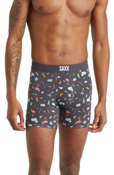 Saxx Vibe Boxer Briefs In Fun Bits 2.0- Fd Black