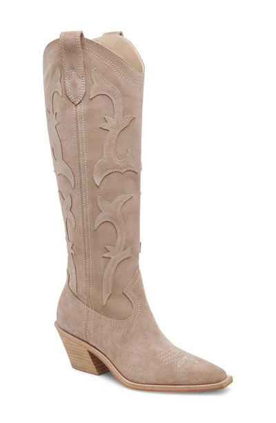 Dolce Vita Samare Western Boot In Taupe Suede