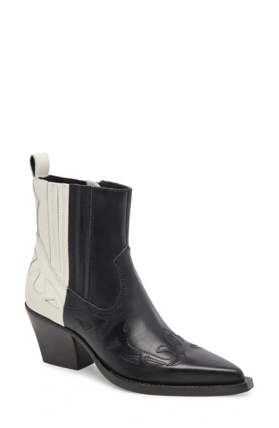 Dolce Vita Ramson Western Boot In Black/ White Leather