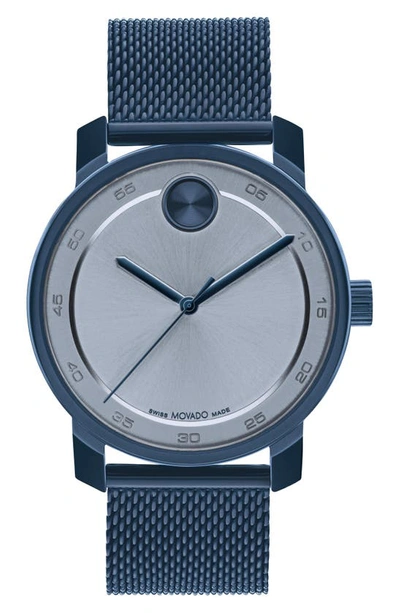 Movado Bold Access Mesh Strap Watch, 41mm In Gray/blue