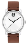 MOVADO BOLD ACCESS LEATHER STRAP WATCH, 41MM