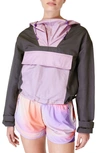Sweaty Betty Nomad Colorblock Hooded Pullover Jacket In Urban Grey