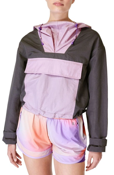Sweaty Betty Nomad Colorblock Hooded Pullover Jacket In Urban Grey