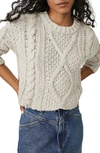 Free People Cutting Edge Cable Pullover Sweater In Ivory In Silver Feather