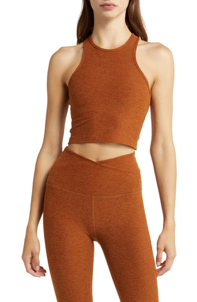 Beyond Yoga Studio Crop Tank In Cinnamon Heather