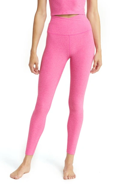 Beyond Yoga At Your Leisure High Waist Leggings In Deep Pink Heather