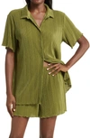 Open Edit Plissé Short Pajamas In Olive Spice