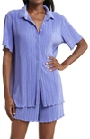 Open Edit Plissé Short Pajamas In Purple Peri