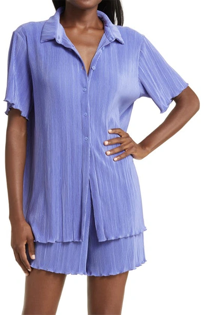 Open Edit Plissé Short Pajamas In Purple Peri