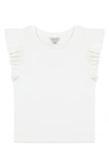 Habitual Kids Kids' Rib Ruffle Shoulder Cotton Top In Off-white