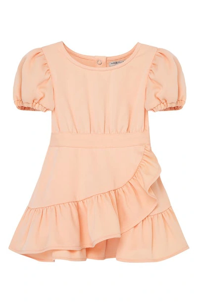 Habitual Babies' Puff Sleeve Faux Wrap Dress In Pink