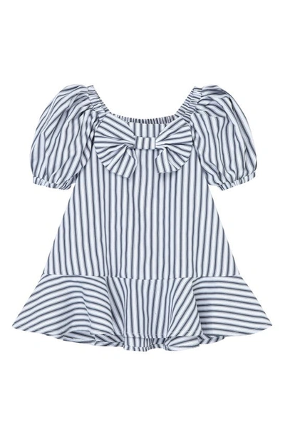 Habitual Babies' Stripe Puff Sleeve Dress In Blue Multi