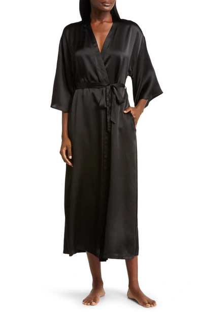 Nordstrom Washable Silk Longline Robe In Black