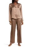 Nordstrom Washable Silk Pajamas In Brown Taupe