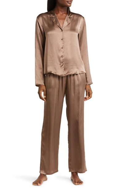 Nordstrom Washable Silk Pajamas In Brown Taupe