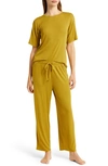 Nordstrom Moonlight Eco Easy Rib Pajamas In Olive Ecru