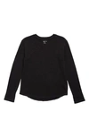 Zella Girl Kids' Garment Dye Long Sleeve Studio T-shirt In Black