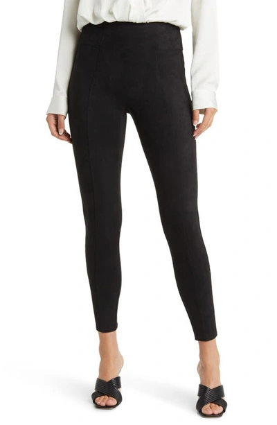 Spanx High Waist Faux Suede Leggings In Classic Black