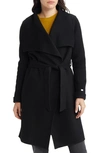Soia & Kyo Belted Wool Blend Wrap Coat In Black
