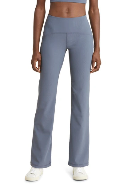 Zella Luxe High Waist Rib Flare Leggings In Grey Grisaille