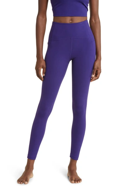 Zella Studio Luxe High Waist Pocket 7/8 Leggings In Blackberry