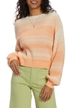 Billabong Mountain Top Stripe Cotton Blend Sweater In Light Melon