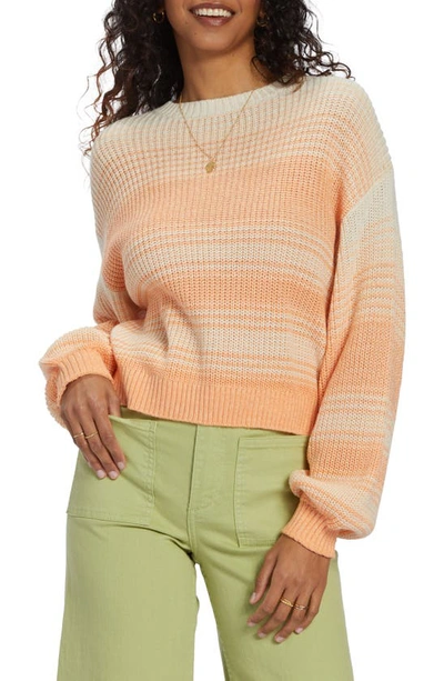 Billabong Mountain Top Stripe Cotton Blend Sweater In Light Melon