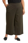 Eileen Fisher Cropped Wide Leg Pant In Green
