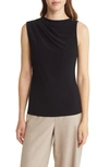 Nordstrom Pleat Shoulder Sleeveless Top In Black