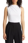 Nordstrom Pleat Shoulder Sleeveless Top In White