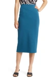 Nordstrom Scuba Midi Pencil Skirt In Blue Ceramic