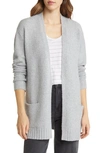 Caslon Open Front Cardigan In Grey Heather