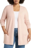Caslon Open Front Cardigan In Pink Smoke