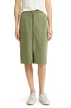 Caslon Relaxed Zip Front Twill Midi Skirt In Green Sorrel