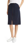 Caslon Relaxed Zip Front Twill Midi Skirt In Navy Night