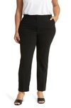 Nordstrom Twill Straight Leg Trousers In Black