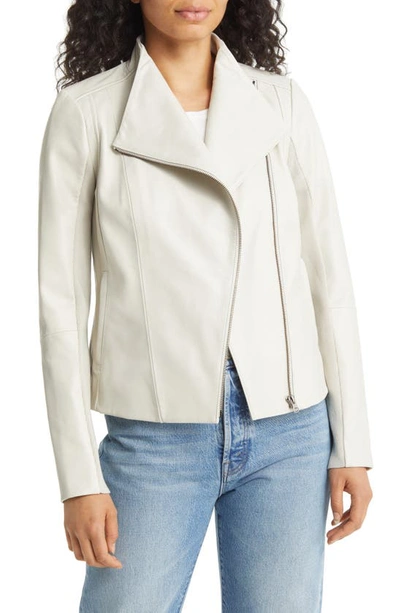 Nordstrom Leather Moto Jacket In Beige Rainy Day