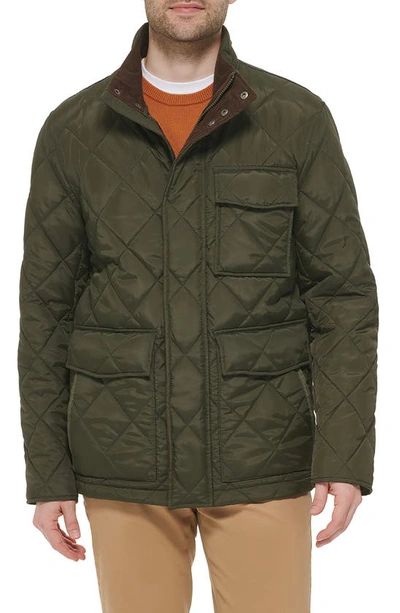 Cole Haan Quilted Field Jacket In Army Green