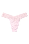Hanky Panky Cotton & Stretch Lace Original Rise Thong In Pink
