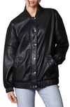 Avec Les Filles Relaxed Fit Faux-ever Leather™ Bomber Jacket In Black