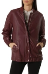 Avec Les Filles Relaxed Fit Faux-ever Leather™ Bomber Jacket In Zinfandel