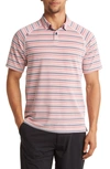 Rhone Delta Stripe Piqué Polo In Ginger Spice Stripe