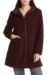 Sam Edelman Water Repellent Faux Fur Teddy Coat In Burgundy