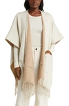Nordstrom Reversible Pocket Wool & Cashmere Ruana In Ivory Combo