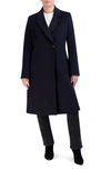 Cole Haan Signature Asymmetric Slick Wool Blend Coat In Midnight