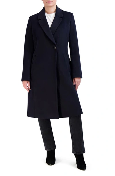 Cole Haan Signature Asymmetric Slick Wool Blend Coat In Black